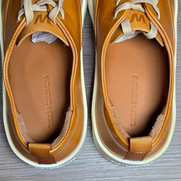 Wolf & Shepherd Cruise Lace-Up Fair Sneakers M7.5 / W9 Honey Leather White Sole - Picture 8 of 12